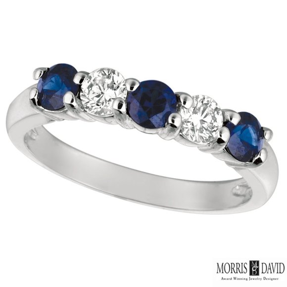 1.40 Carat Natural Diamond & Sapphire Ring Band